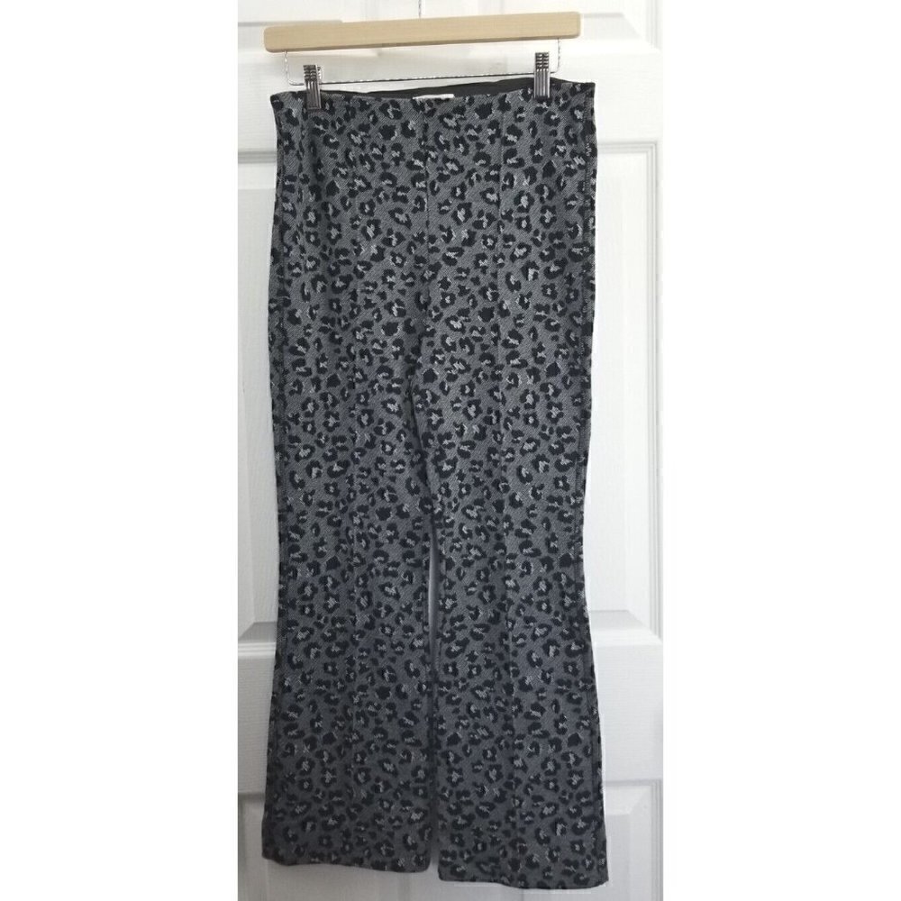 Anthropologie Maeve Mollie Kick Flare Pants Cheetah Gray Black Size Small